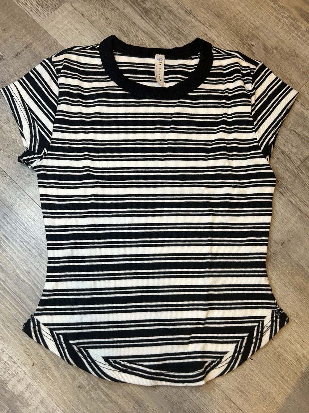 Free People FP Movement Womens XS Shirt Striped Baby Tee T Cap Sleeve
